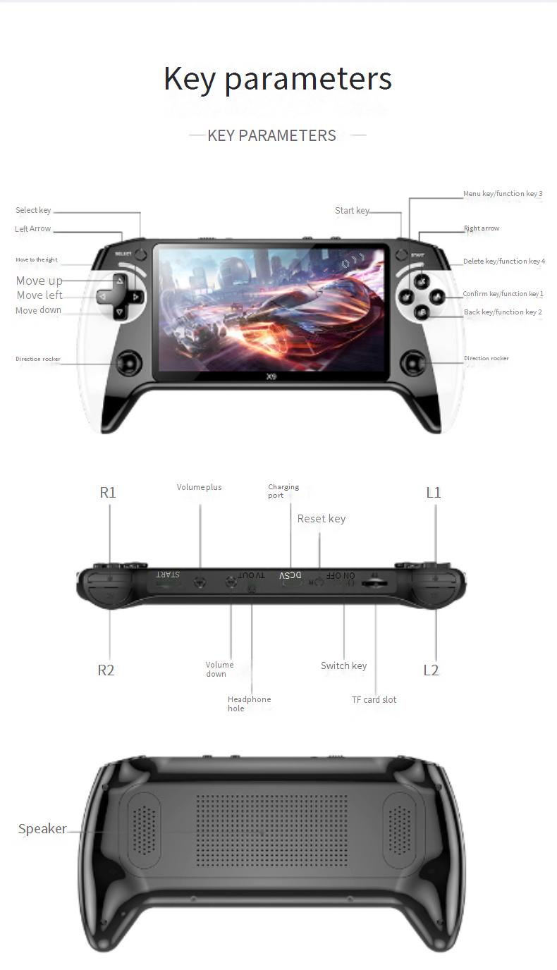 Video Consoles X9 Game Console 5.5 Inch Screen Arcade 8 Simulator Handheld Retro_voghion.com