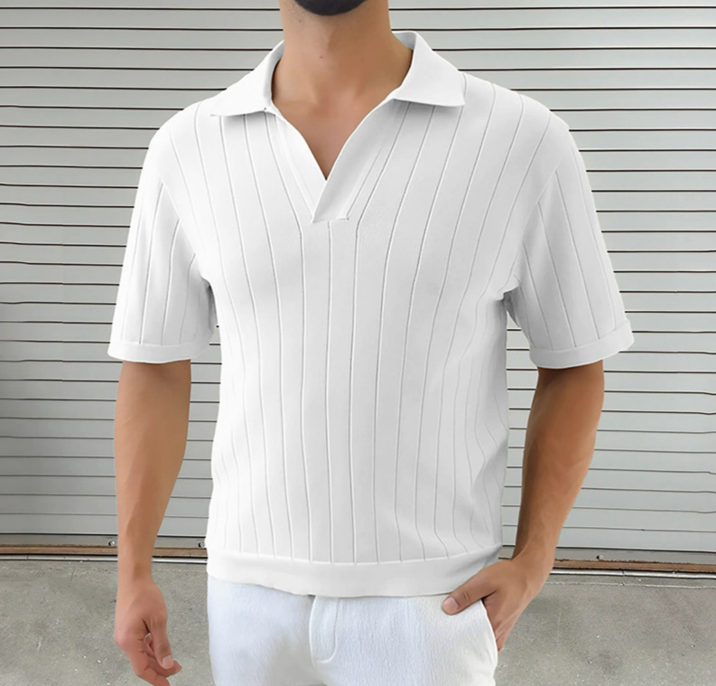 Poloshirt Reverspullover 2025 Neue farblich passende Kurzarm-Herrenbekleidung mit grenzüberschreitender europäischer und amerikanischer Muskelkleidung_voghion.com