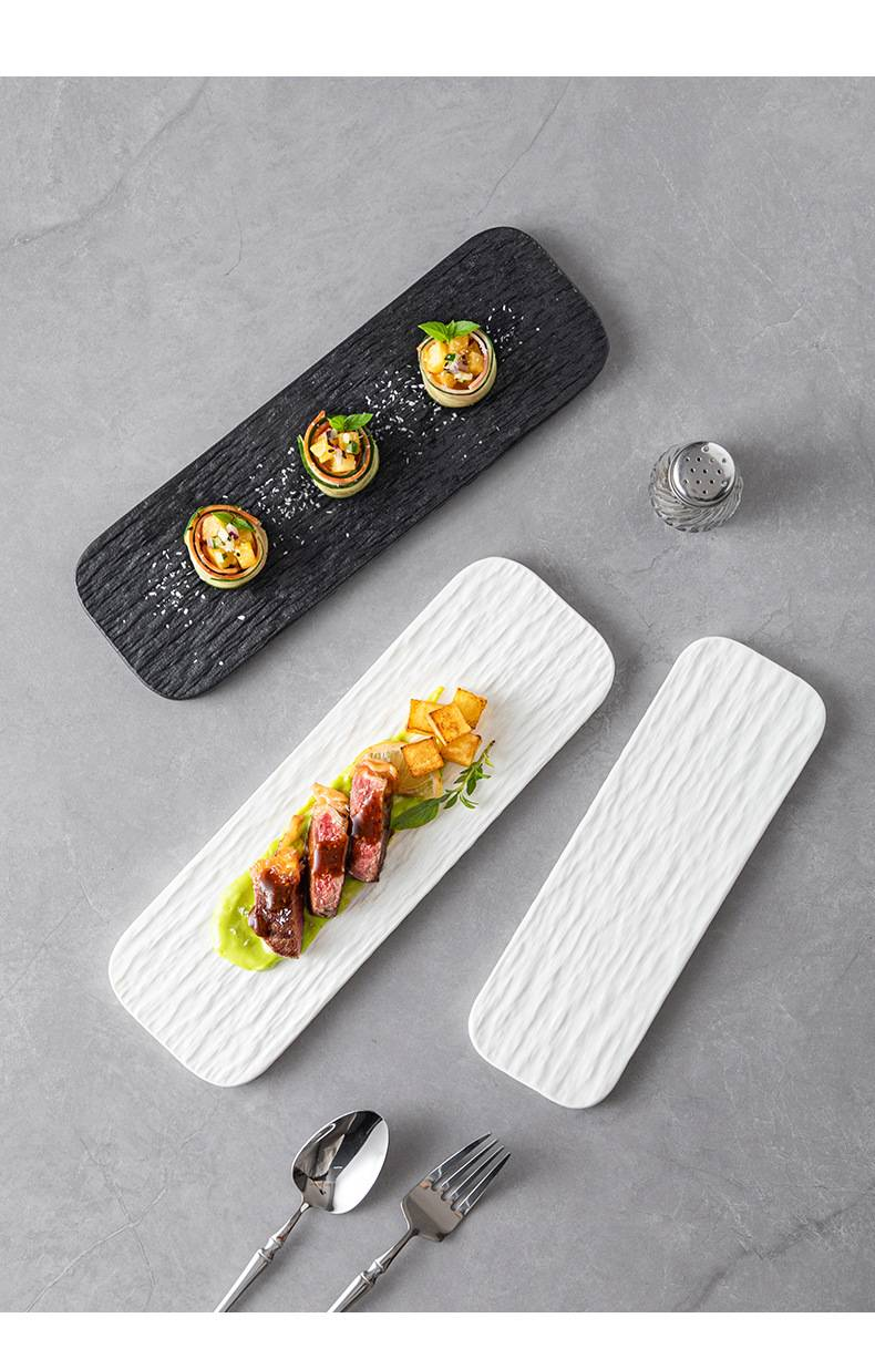Rectangular Ceramic Sushi Platter - Elegant Serving Dish For Cake/Dessert/Restaurant Presentation_voghion.com