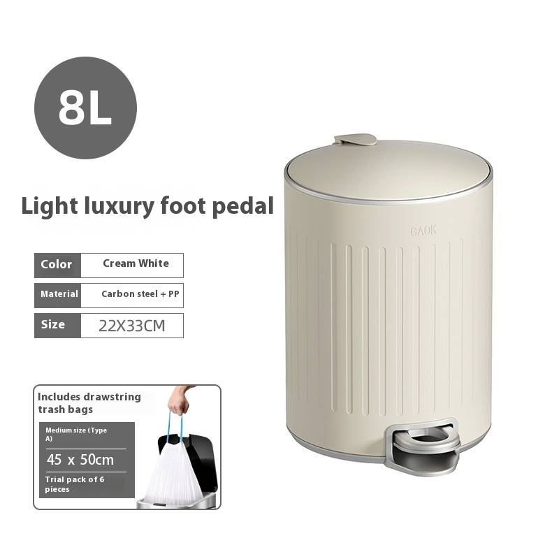Pattumiera rotonda in acciaio inossidabile con pedale per uso domestico, per cucina, soggiorno, bagno, con coperchio_voghion.com