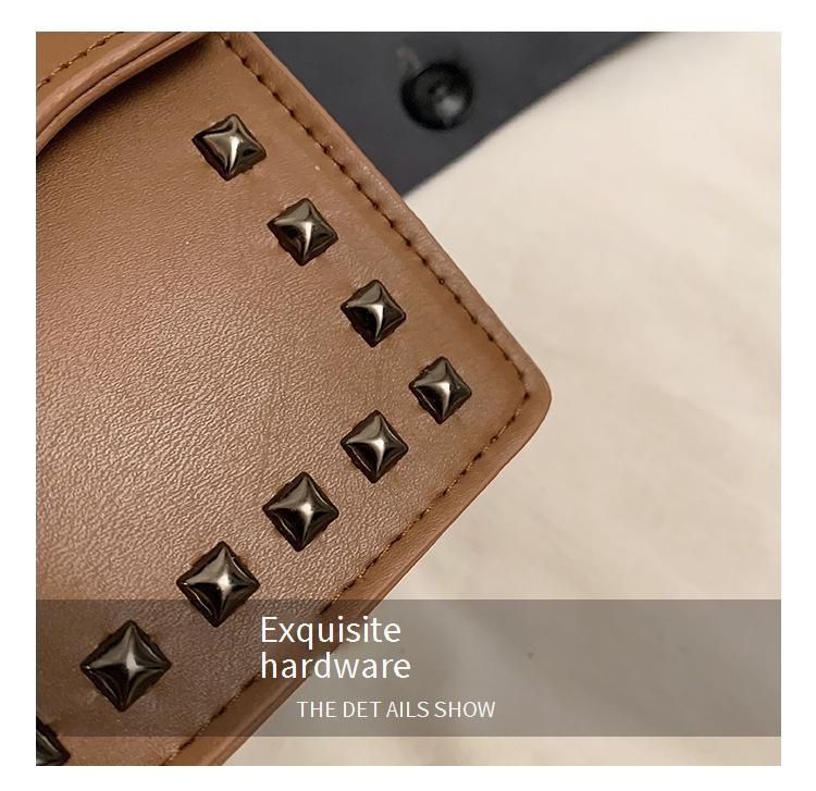 Women's Studded Clutch Bag - Spring PU Small Handbag With Flap Closure (Black, Brown, Beige, White)_voghion.com