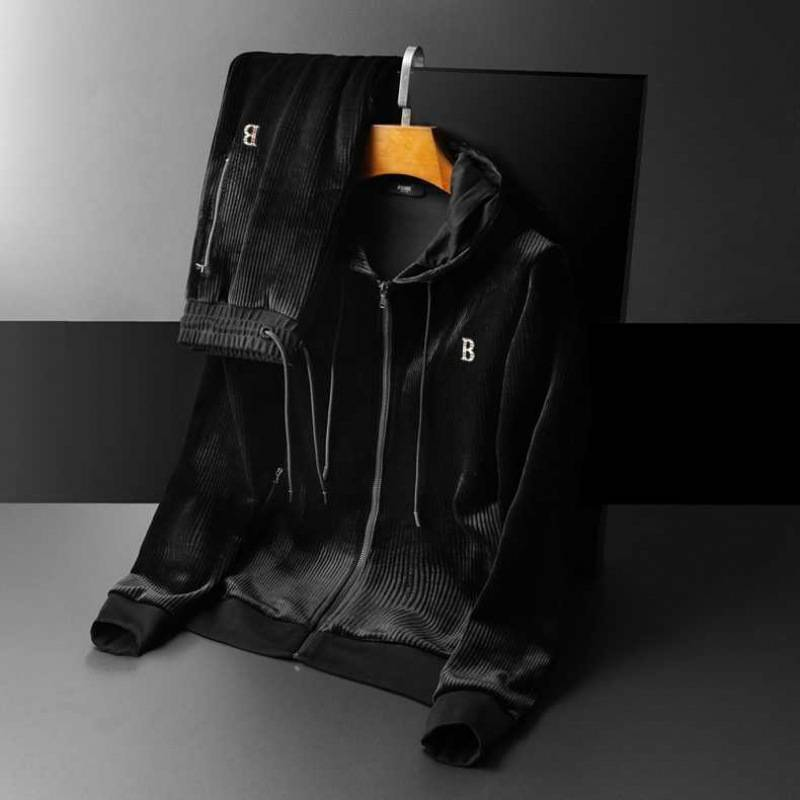 Herren Trainingsanzug-Set aus goldenem Samt, 2-teilig, mit Kapuze, Lounge-Anzug | Locker sitzendes, lässiges Jogger-Outfit für Herbst und Winter | Weiche Veloursjacke und -hose_voghion.com