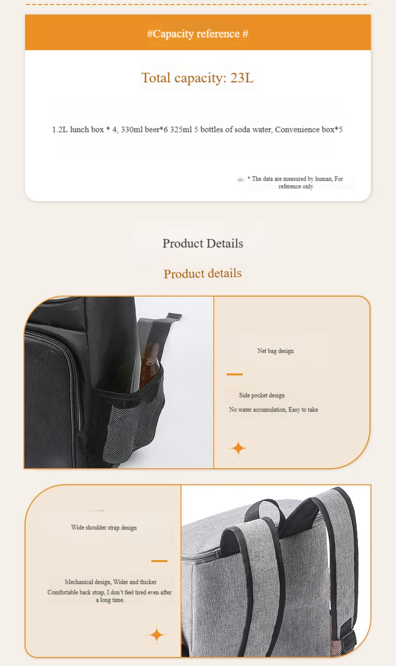 Zaino porta pranzo impermeabile e isolato, grande capacità 35L Oxford borsa termica per picnic per campeggio all'aperto, escursionismo, spiaggia - Opzioni multicolore_voghion.com