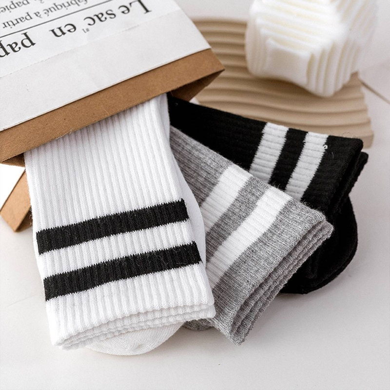 Herensokken Mid Tube Herensokken Sport Gestreept Parallelle Brug Zweetabsorberend Ademend Lange Tube Basketbalsokken Batch_voghion.com