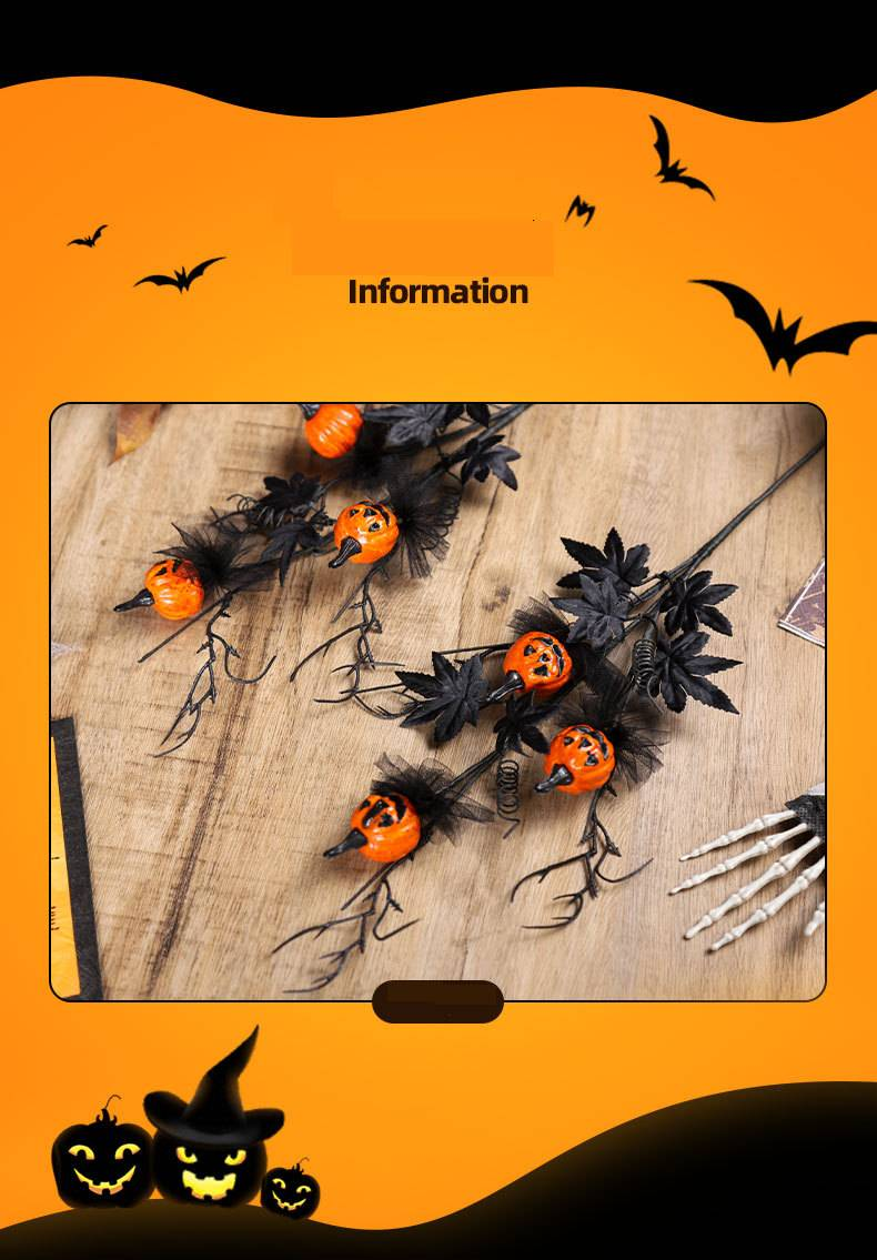 Halloween Decorations Black Horror Pumpkin Cuttings Bouquet Ghost Festival Home Party Decorations_voghion.com