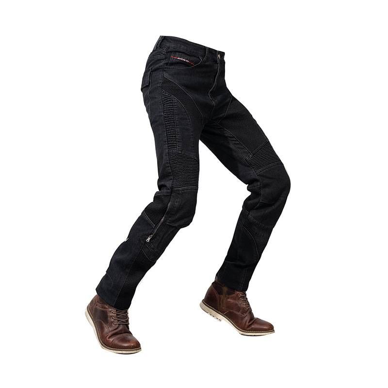 Erkek ve Kadın Nefes Alabilen Motosiklet Sürüş Kot Pantolonu - Her Mevsim Konfor ve Koruma İçin File Astarlı Esnek Kot (Siyah, Mavi) - S - XXXL_voghion.com