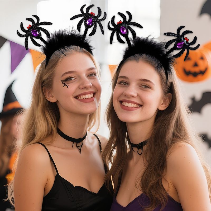 Halloween-Haarspangen mit Spinne und Fledermaus für Kinder – Haarschmuck mit Federn für Kostümpartys, gruselige Geisterfest-Dekorationen, Fledermaus-Stirnband_voghion.com