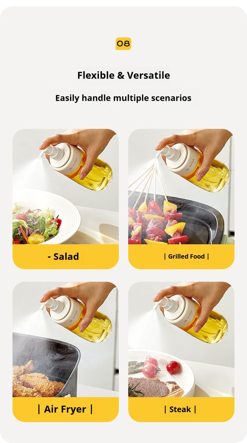 Glass Oil Spray Bottle For Cooking, 200ml Kitchen Oil Mister With Fine Mist Sprayer, Non-Stick Oil Dispenser For Baking, Grilling, Salad_voghion.com