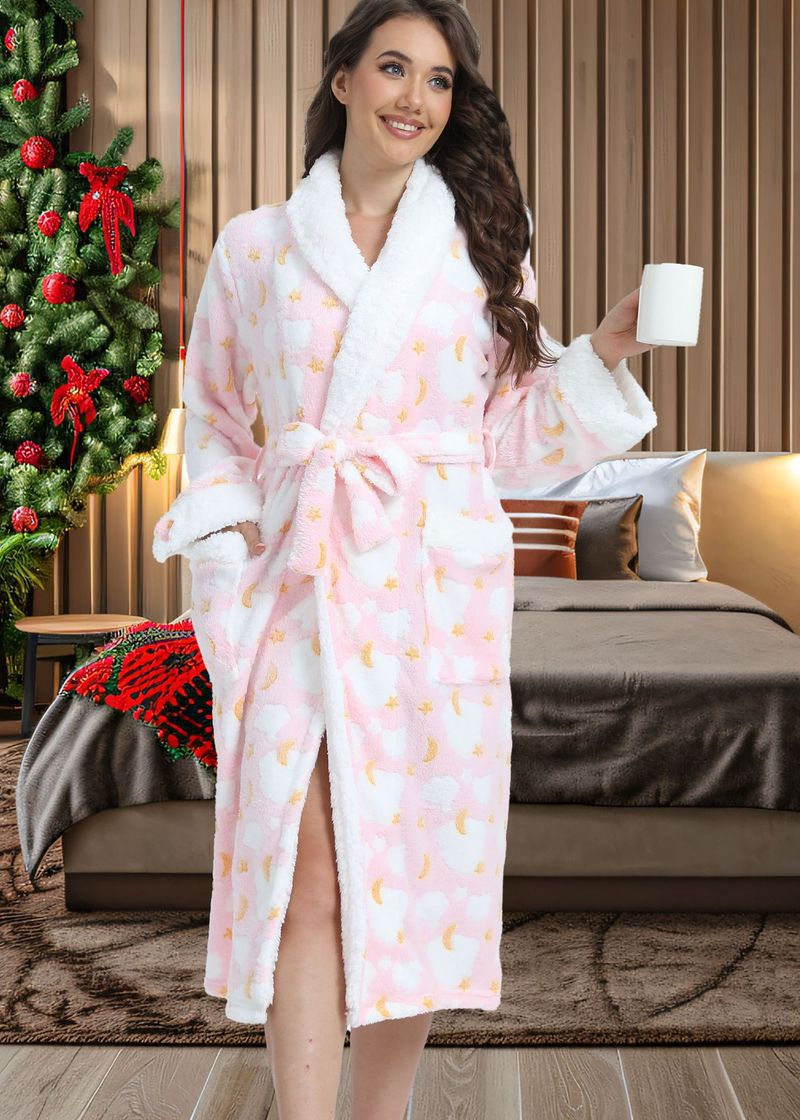 Underwear & Sleepwears Long Style Nightgown Loungewear Flannel Robe Long Sleeve Bathrobe Sleepwear Loungewear Soft Cozy Nightgown With Pockets_voghion.com