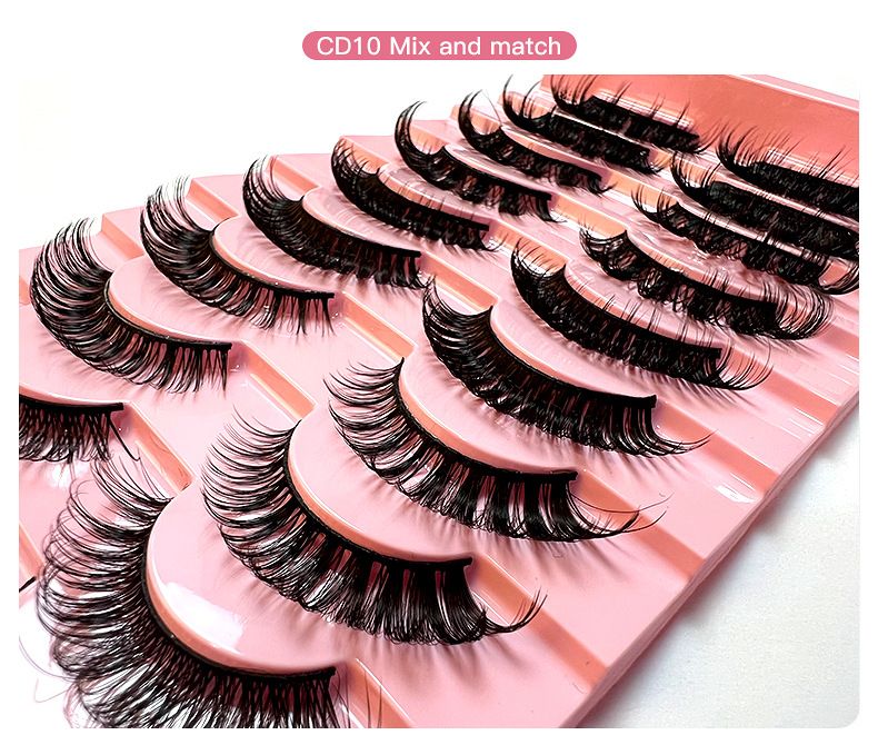 Künstliche Wimpern 10 Paar große Rolle Naturfaser Curl Wimpern dick natürlich_voghion.com