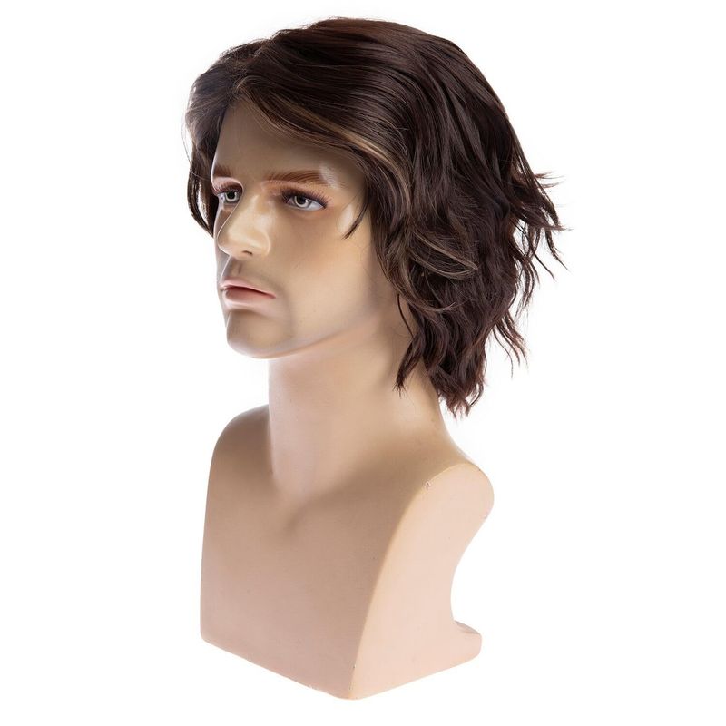 Synthetic Clip-in Fashion Wigs Men's Short Curly Wigs Dark Brown Short Curly Wigs_voghion.com