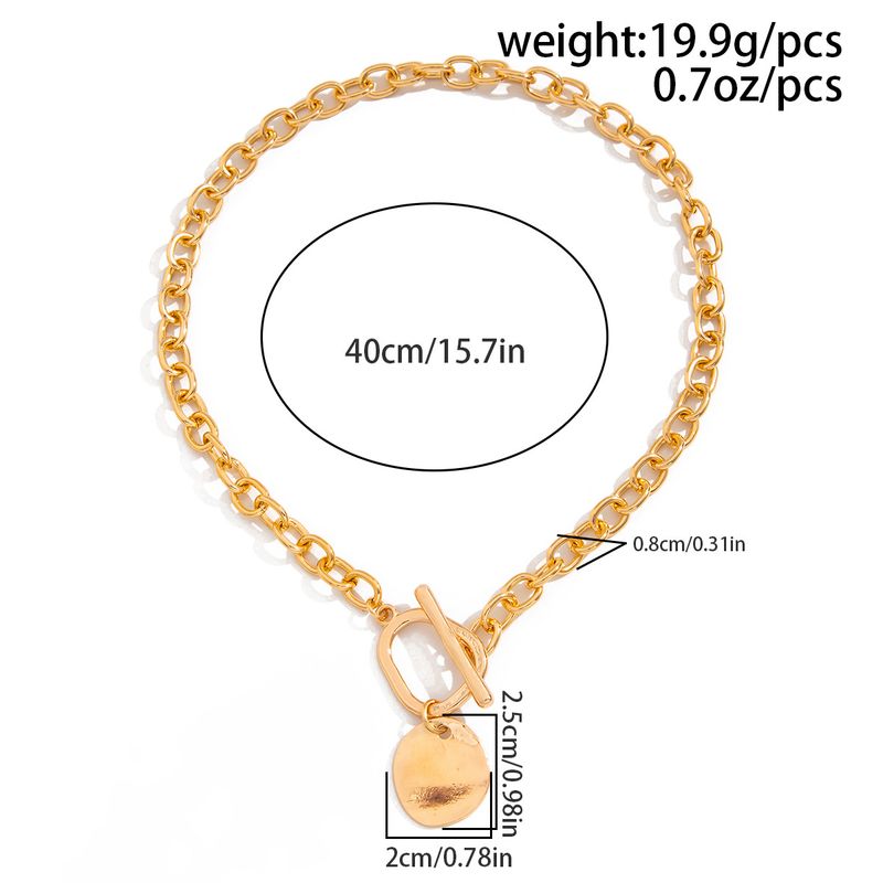 Collana con ciondolo circolare metallico alla moda, etichetta con ritratto hip-hop, catena con fibbia OT, catena per clavicola_voghion.com
