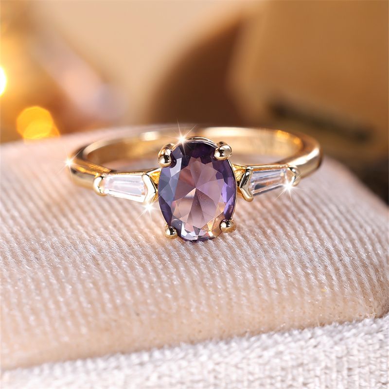 Charm Oval Purple Stone Rings For Women Minimalist Gold Color Zircon Wedding Bands Stacking Engagement Finger Ring Jewelry Gifts_voghion.com