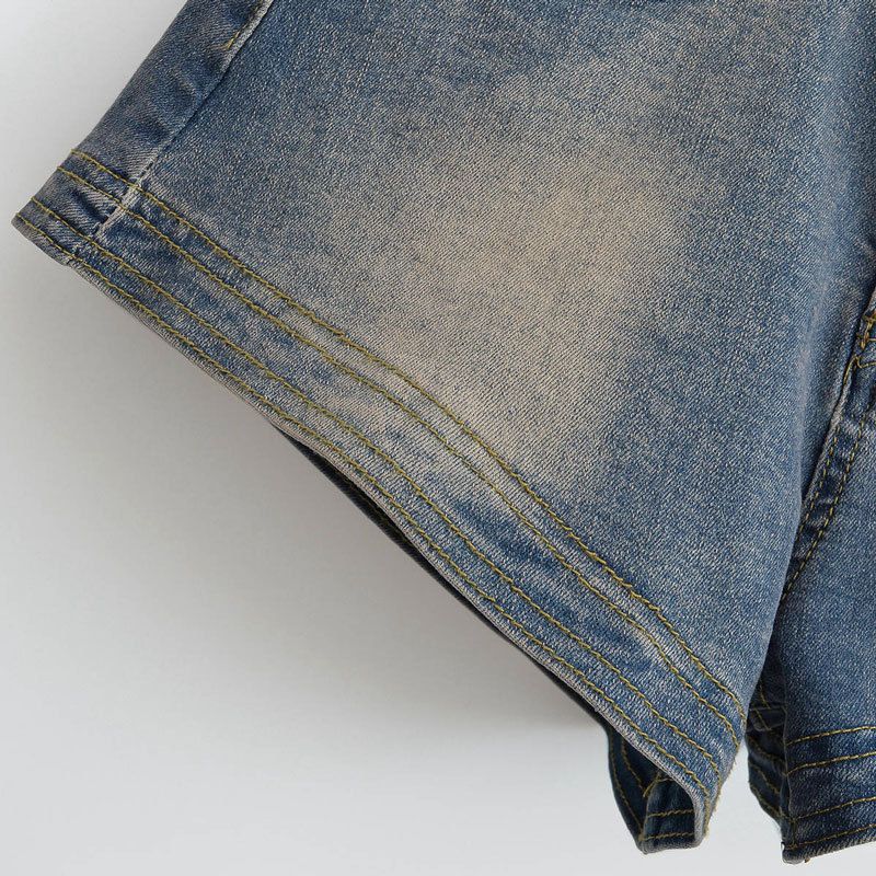 Shorts in denim americano da donna con ragazze piccanti, base stile Instagram, vita alta elastica a trapezio, glutei avvolti,_voghion.com