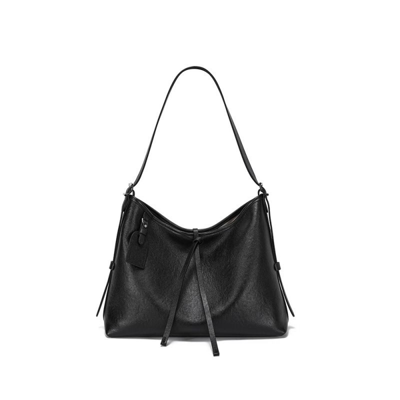 Genuine Women's Hobo Style Lazy Top Layer Cowhide Vegetable Tanned Leather Tote Large Capacity Shoulder Crossbody Bag_voghion.com