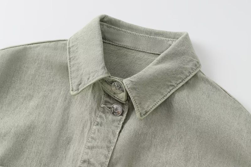 Dameskleding Denim Reverszak Decoratie Korte Jumpsuit_voghion.com