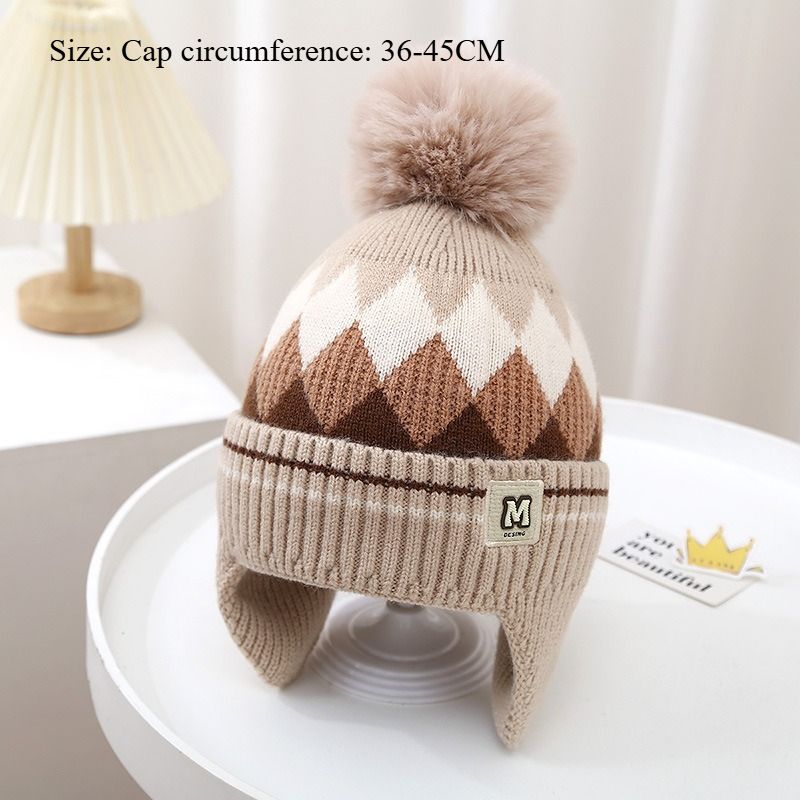 Cappelli per bambini Cappelli di lana autunnali e invernali Cappelli lavorati a maglia per neonati Cappelli con protezione per le orecchie Cappelli in pile caldo di lana per ragazzi e ragazze_voghion.com