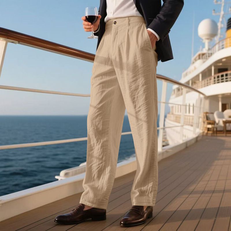 Herrenbekleidung Herren Freizeithose Sommer Dünne Lose Gerade Business Anzughose Herren_voghion.com