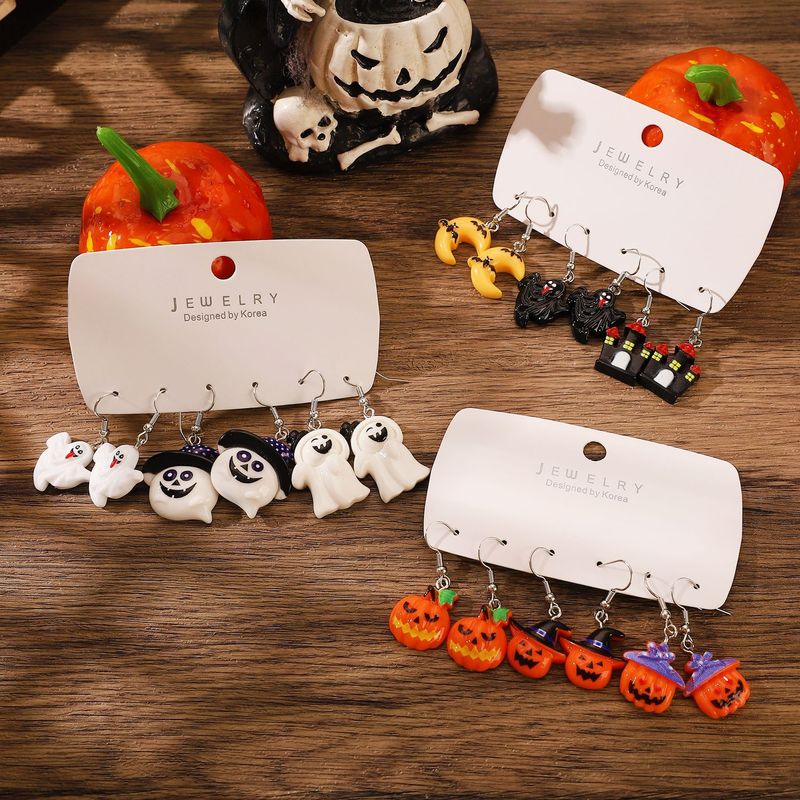 Accessori divertenti per feste Zucca Fantasma Pipistrello Castello oscuro Orecchini di Halloween Set_voghion.com