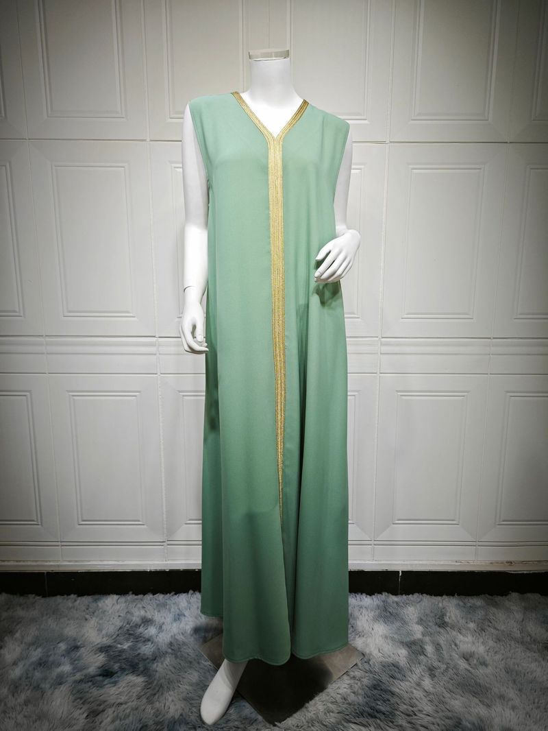 AB473 Elegantes, besticktes Dubai-Jalabiya-Kleid, zweiteiliges Set für Damen – Langärmliger Fledermaus-Kaftan mit Gürtel, Partykleidung im Stil des Nahen Ostens_voghion.com