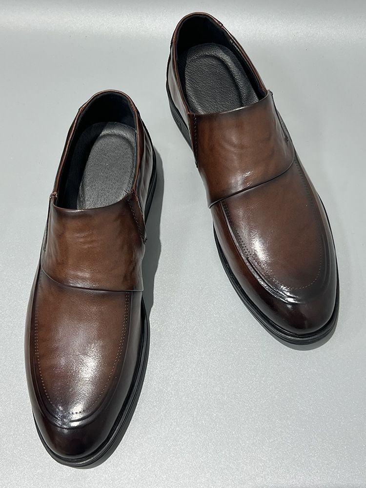 Hochwertige, vielseitige Slip-On-Schuhe aus echtem Leder mit spitzer Zehenpartie, Business Casual, formelle erste Schicht aus Rindsleder für Herren_voghion.com
