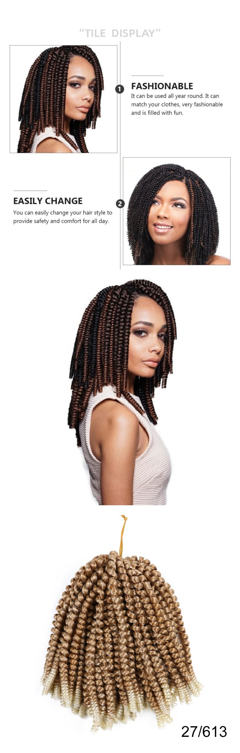 Fjäderflätad Fjädertwist Kemisk Fiber Smutsig Fläta Hårförlängning Virkad Hårperuk_voghion.com