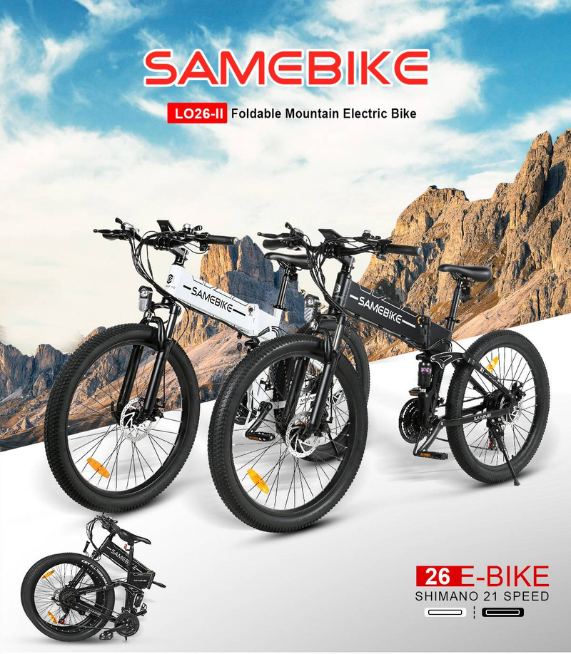 SAMEBIKE LO26-II-FT-YD hopfällbar elcykel 26" 48V14AH Batteri 900W Motor Hydraulisk skivbroms_voghion.com