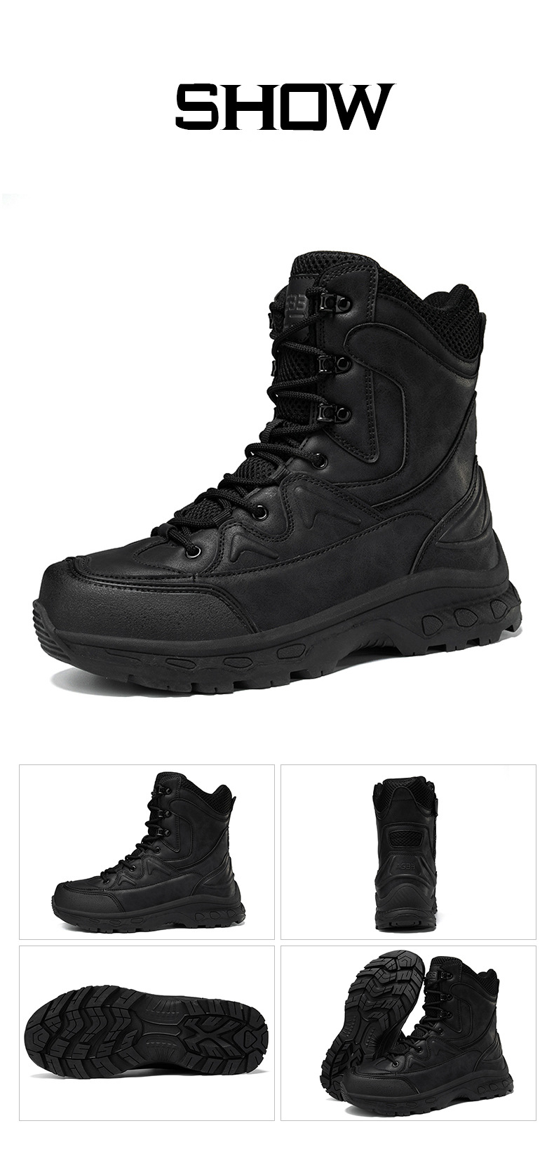 Herrskor Nya Stora Stridsstövlar PU Mesh Mid Cut Slitstarka taktiska stövlar Utomhussport Vandringsskor Vandringsstövlar_voghion.com