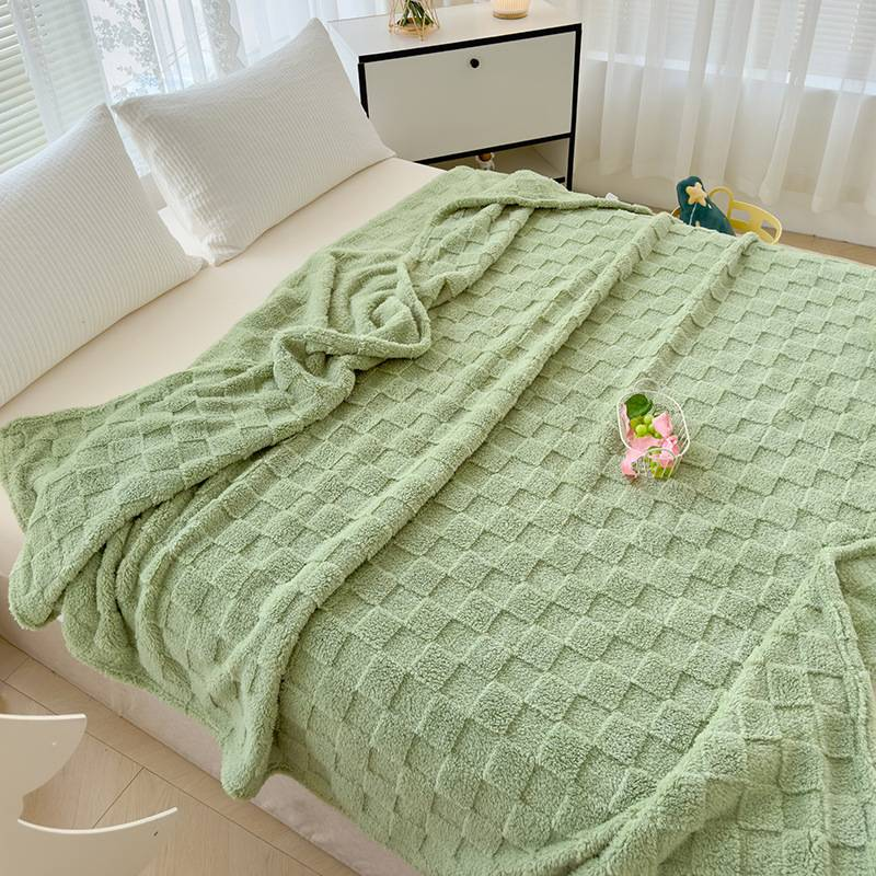 Taf Fleece Lamb Wool Blanket Ultra Soft Coral Fleece Throw For Dorm Sofa Nap Single-Size Cozy Blanket For Students Home Use_voghion.com