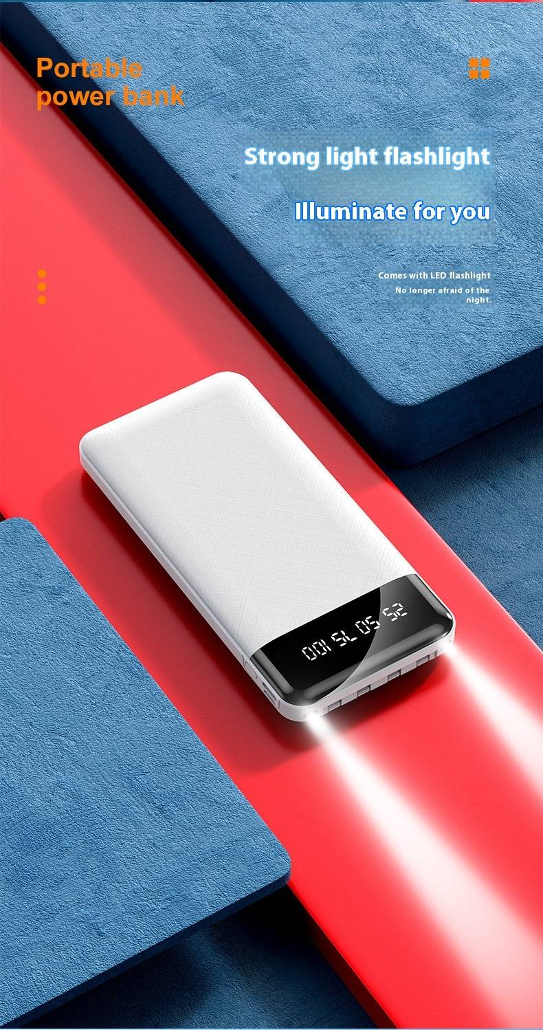 Cargador portátil ultrafino de 10 000 mAh con 4 cables integrados: minibatería externa de alta capacidad, carga rápida y diseño compacto._voghion.com