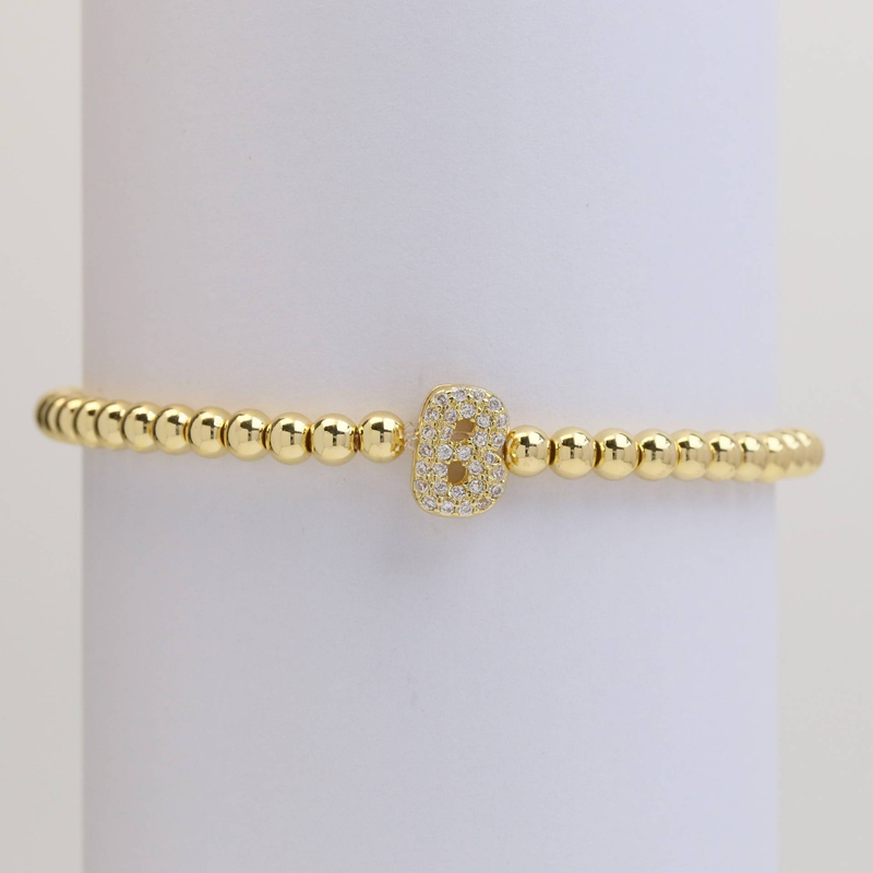 Women's Jewelry Brass Micro Inlaid Bubble Balloon Diy 26 English Letters Copper Beads Beaded Elastic Line Bracelet_voghion.com