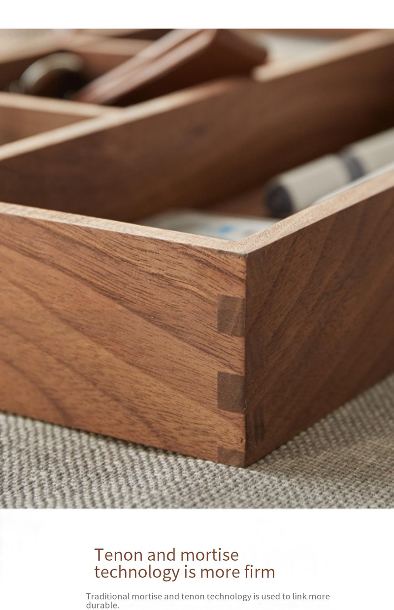 Solid Wood Entryway Organizer - Desk Tray For Keys Jewelry Cosmetics & Stationery Multi-Purpose Storage Box For Home & Office_voghion.com