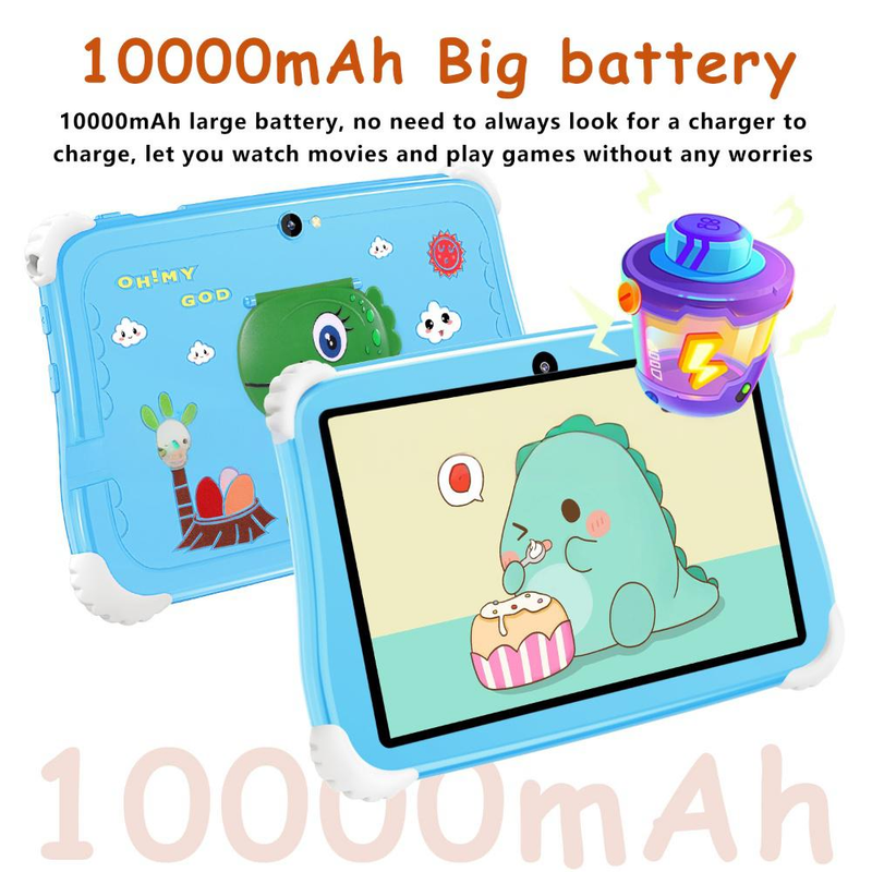 7.1 Inch Kids Tablet With Dinosaur Design - Android OS, 16GB Storage, Dual Camera, WiFi & 3G Support, GPS, Parental Controls - Purple/Blue/Red_voghion.com
