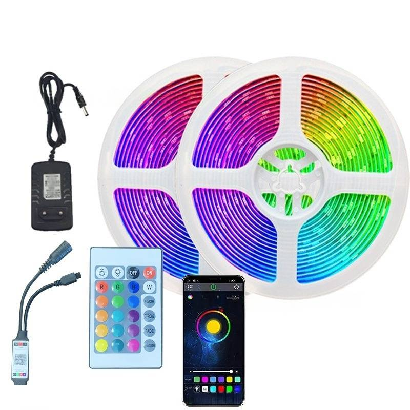 12V RGB LED Strip Lights With 24/44 Key Remote Control - 5050/2835 SMD Chip, Waterproof, Smart WiFi/IR/Bluetooth Controller_voghion.com