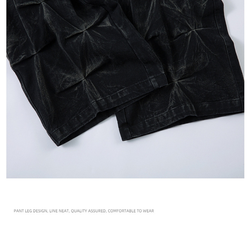 Handcrafted Vintage Waxed Jeans For Men & Women – Distressed Straight-Leg Denim Pants With Unique Stitching (Black, M/L/XL)_voghion.com