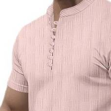 Polo de punto jacquard para hombre: camiseta informal de manga corta para verano (tallas S-XXL, negro, azul, caqui, blanco y rosa)_voghion.com