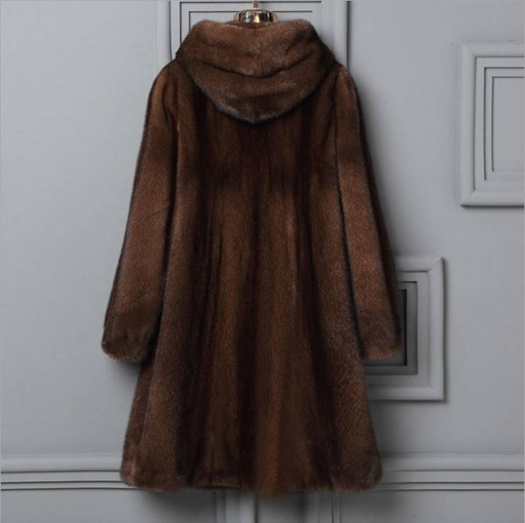 Luxuriöser Kunstnerzmantel für Damen, Langer Wintermantel mit Kapuze und eleganter Stickerei, Übergröße erhältlich in Schwarz und Braun_voghion.com