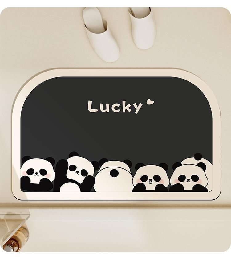 New Lucky Panda Soft Diatom Mud Mat Foot Mat Absorbent Non-slip Toilet Sink Bathroom Quick Dry (size :45*70cm)_voghion.com