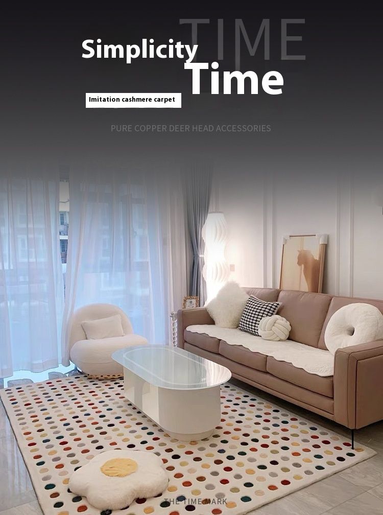 Tappeto moderno geometrico in finta lana – Tappeto in morbido poliestere per soggiorno e camera da letto (strisce, stelle, pois marocchini)_voghion.com