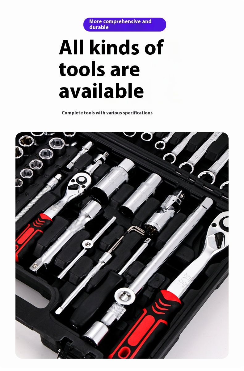 Professional Automotive Tool Set – 37/53/61-Piece Ratchet & Socket Wrench Kit (Cr-V Steel, Compact Case, Car Repair Essentials)_voghion.com