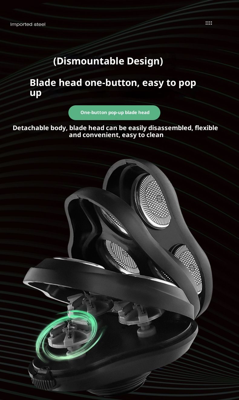Yüzen Elektrikli Tıraş Makinesi - 3D Döner Başlıklar, USB Şarj Edilebilir, 90 Dakika Çalışma Süresi, IPX7 Su Geçirmez (Siyah/Gümüş/Yeşil, Standart/3'ü 1 Arada/4'ü 1 Arada)_voghion.com