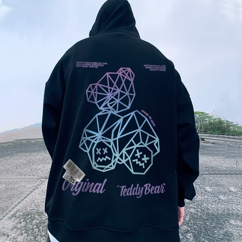 Oversize autumn winter loose and oversized hooded plush zippered cardigan, chubby hoodie, men's trendy jacket_voghion.com
