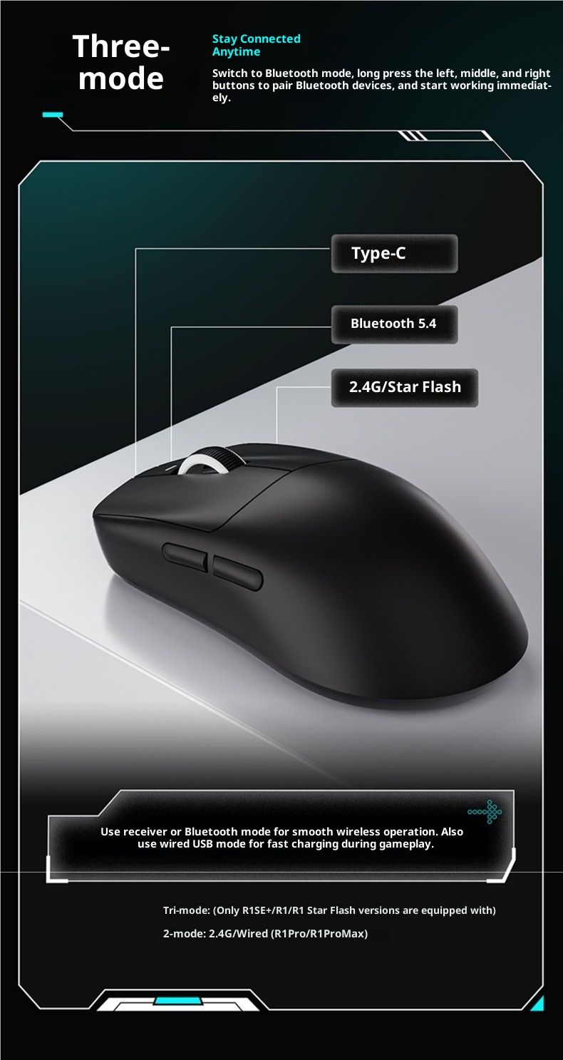 Digitex VXE Dragonfly R1 Star Flash Kabellose Bluetooth-Maus Gaming Office E-Sport Lange Akkulaufzeit Ultraleicht_voghion.com