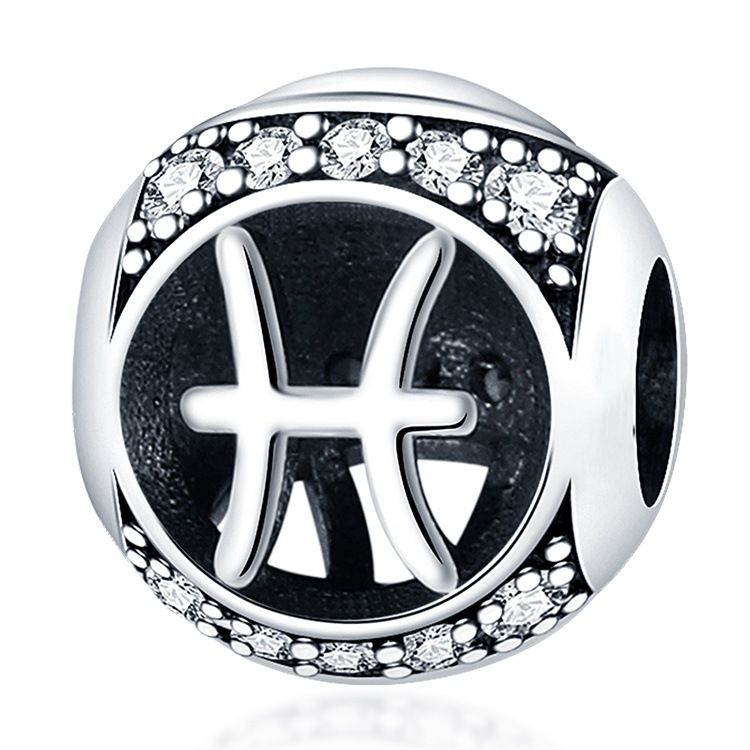 Pingente de prata banhado a cobre branco para mulheres, pulseira com pingente de doze constelações, acessórios de joalheria faça você mesmo, pulseira e colar_voghion.com