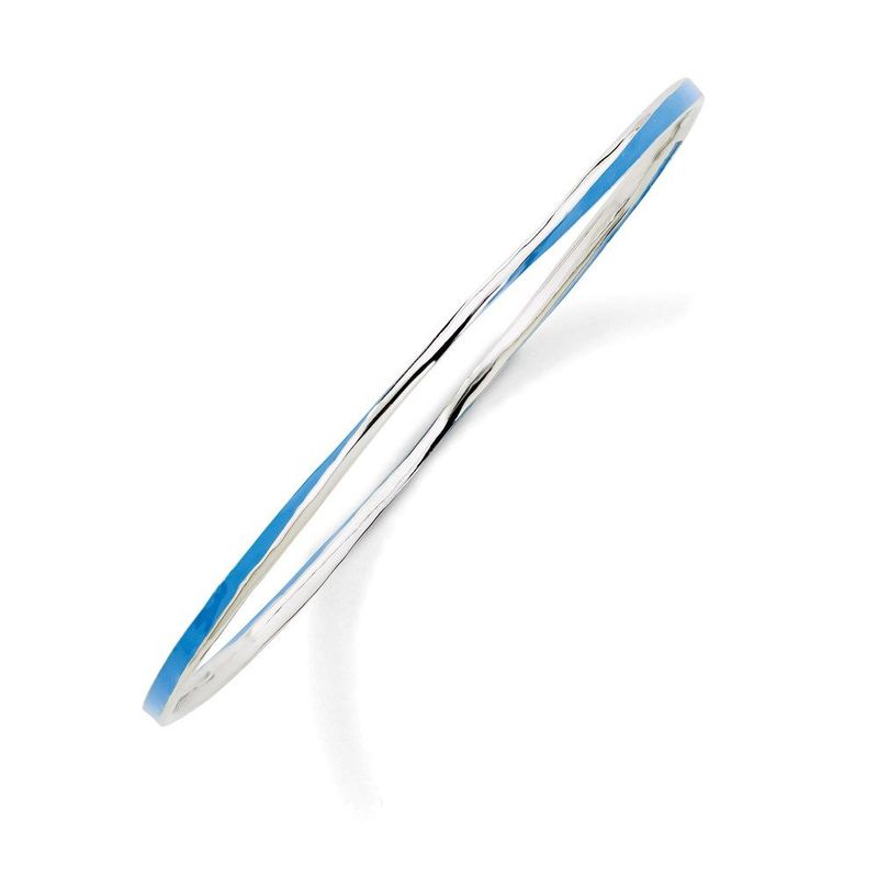Sterling Silver Stackable Expressions Twisted Blue Enamel Bangle_voghion.com