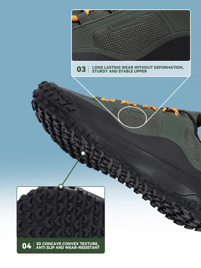 Baasploa Herren Wanderschuhe Lässige leichte Schnürschuhe Wanderschuhe Herren Outdoor Wasserdicht Camping Beständig Rutschfeste Sneakers_voghion.com