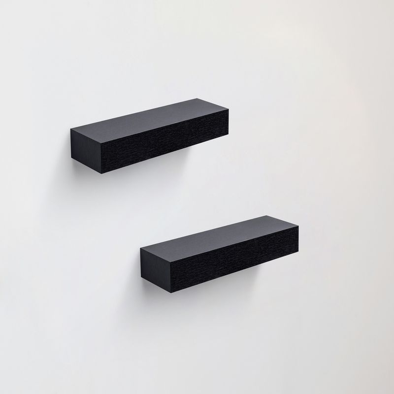 Floating Shelves 18.11" Wall Mounted Wood Shelves For Bathroom, Bedroom, Living Room, Kitchen, Hanging Shelf For Books/Storage/Decor With Invisible Brackets, Black_voghion.com