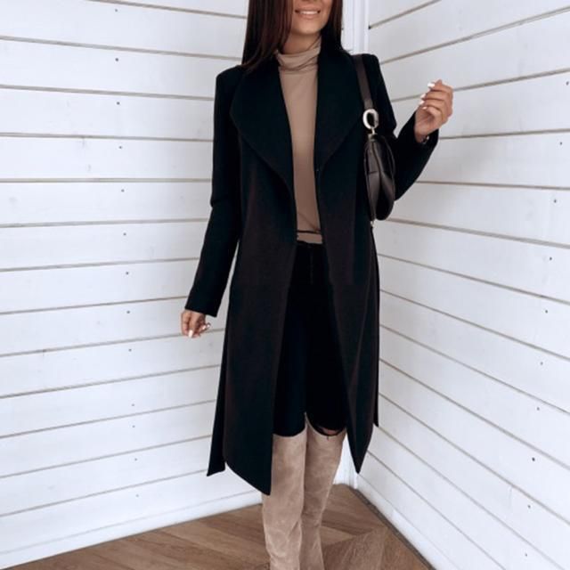 Women's Clothing Autumn And Winter Models 6 Colors Loose Large Size Solid Color Casual Suit Collar Long Sleeve Woolen Coat_voghion.com