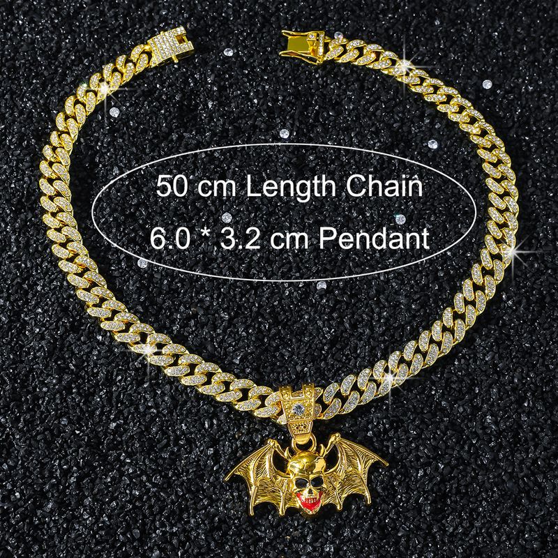 European And American New Personalized Men's Hip-hop Style Halloween Funny Bat Skull Pendant Necklace_voghion.com