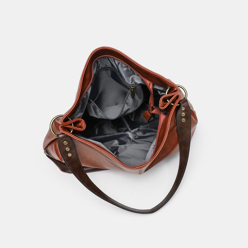 2025 Autumn New Style Women's With Patchwork Zipper, Large Capacity Tote Bag_voghion.com